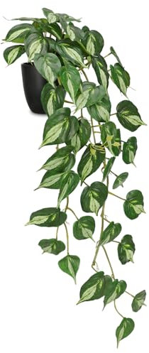 Hollyone Piante artificiali da appendere, 85 cm, Golden Pothos, pianta da interni, falsificata, da appendere, in vaso, per casa, stanza, ufficio, decorazione da tavolo, verde chiaro