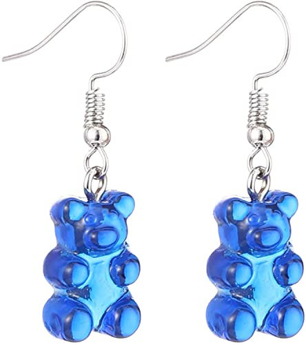 Generic Gummibärchen-Ohrringe Harz-Ohrringe für Frauen - Dangle Art, Post Fassung, 6 Gramm, 2 cm, Acryl + Eisen, Blau, 2 Count