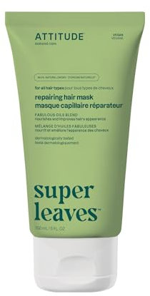 ATTITUDE Maschera riparatrice per capelli, nutre e migliora l'aspetto dei capelli, miscela di oli favolosi, olio abissino, olio di argan, burro di karitè, cura dei capelli vegana, argan rosa, 150 ml