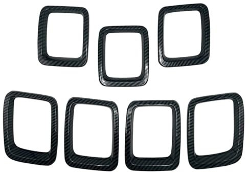 Griglia Anteriore Auto 7 Pezzi Per Jeep Per Compass Car Front Grill Cover Trim Grille Inserts Covers Replacement Car Styling Exterior Griglia Doppio Rene(Carbon Pattern)