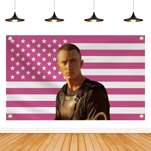 DREWs Starkeys - Rosa Amerikaner-Flagge, Wandteppich mit 4 Messingösen, Hintergrundflagge für Schlafzimmer, lustige Promi-Flaggen für drinnen und draußen, Dekoration, 90 x 150 cm