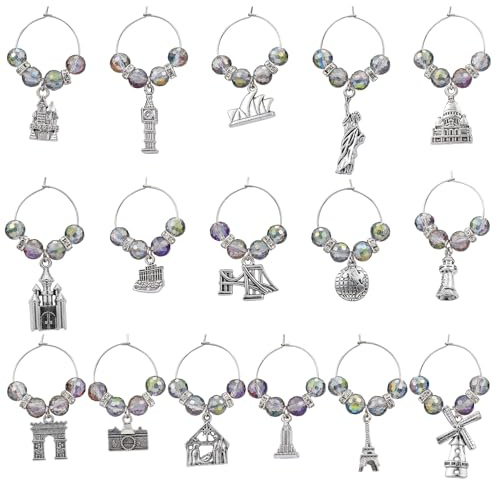 WEWAYSMILE Glas Identifikations Getränke,Weinglas Charms Ringe,Weinglas Charms,für Wein-Cocktail-Verkostungs-Gastgeschenke