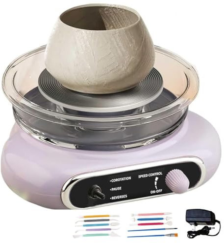 Mini Pottery Wheel for Kids and Adults, Complete Pottery Kit with Tools, Foot Pedal, Electric Turntable Potter's Wheel, Diy Ceramic Clay Set for Beginners, School & Home Use