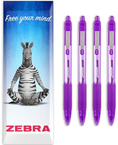 Zebra Z-Grip Druckkugelschreiber mit glatter Tinte, 1,0 mm Spitze, 4 Stück, in Geschenkverpackung, Violett