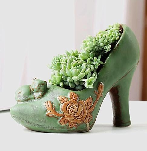 EatingBiting Retro Keramik High Heel Sukkulenten Pflanztopf Blumentopf Katze & Absatz Schuhe Design Pflanzgefäß Dekoration Vase Sukkulenten Pflanzgefäß Moderne Blumenvase Kaktus Topf