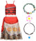 AUYAO Kinder Moana Prinzessin Mädchen Kostüm 5 Pcs Vaiana Kleid Verkleidung mit Zubehör Blumenkrone Halskette Blumenclip Girls Princess Kostüm Verkleidung Karneval Halloween Geburtstag Party (150cm)