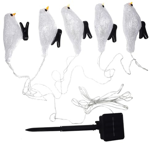 Alipis Solarbetriebene Led Vogel Lichterkette Robineffekt Aus Langlebigem Kunststoff Für Garten Und Partydekoration Mit Warmweißem Licht
