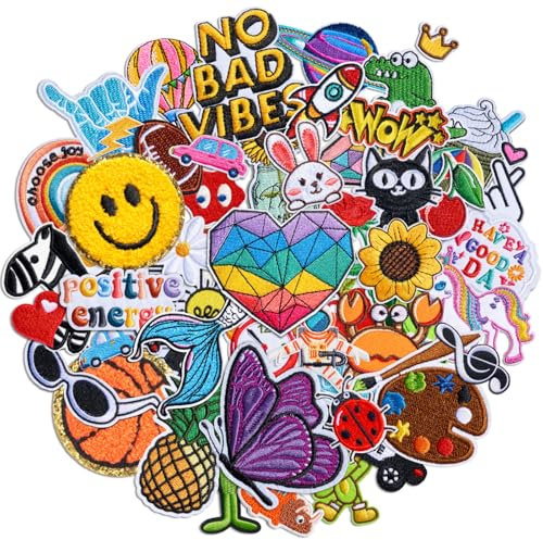 Solasocool 70 Stück Niedliche Patches zum Aufbügeln Kleidung Bügelflicken/Flicken zum Aufbügeln Kinder Aufbügelflicken Hut Bügelbilder für Textilien Jeans,Aufnäher zum Aufbügeln DIY-Zubehör