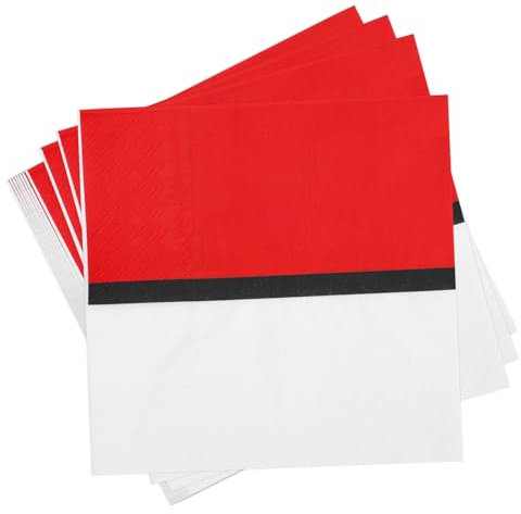 SAVITA 60pcs Cartoon Ball Napkins, 13x13in Red White Cartoon Animation Birthday Party Plates Napkins Cartoons Ball Plates Paper for Kids Birthday Party Tableware Decor