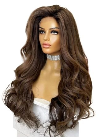 JIANBOHAIRS 13x4 Lace Front Perücke Synthetische Aschbraune Honigblonde Perücken Unsichtbare Transparente Natürlicher Haaransatz Cosplay Lange Perücken for Thinning Hair(26inch)
