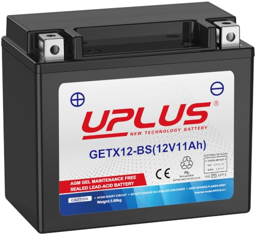 UPLUS YTX12-BS 12V 11Ah 220A GEL Motorradbatterie GETX12-BS | Wartungsfrei, für Motorrad, Roller, Quad, UTV. 150L×87B×130H(mm), vor Kauf Maße prüfen