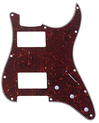 Musiclily Pro 11 Löcher HH Strat Pickguard 2 Humbucker Gitarren Schlagbrett für Fender American/Mexican Standard Stratocaster Modern Style E-Gitarre,4 lagig Vintage Tortoise