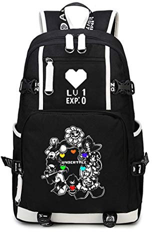 WANHONGYUE Undertale Game Backpack Student Schoolbag Laptop Book Bag Casual Dayback Black-1