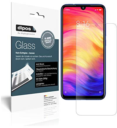 dipos I 2X Protector de Pantalla Mate Compatible con Xiaomi Redmi Note 7 Vidrio Flexible Cristal Proteccion 9H (1x Delantera + 1x Trasera)