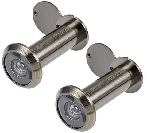 sourcing map Mirilla de la puerta de bronce de 200 grados para puertas de 55 mm a 90 mm, bronce antiguo, 2 piezas