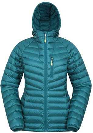 Mountain Warehouse Skyline Womens Hydrophobic Down Jacket - Water Resistant, Insulated Puffer Jacket, Adjustable - Autumn Winter, Travelling & Daily Use Teal Women's Size 6