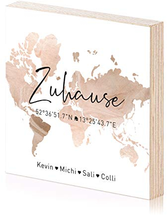 Einzugsgeschenk für Wohnung und Haus — Personalisiertes Koordinaten Deko oder auch als Personalisierte Geschenke — Wanddeko Wohnzimmer & Bilder Wohnzimmer Deko — Einzugsgeschenke Wohnung - Holzbild