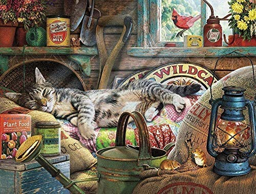 GZFENG Anime Puzzles 1000 Stück Vintage Ölgemälde Puzzle Charles Wysocki - Die Katzen Intellektuelle Puzzlespiele