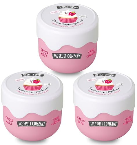 The Fruit Company - Crema Corporal Fresa Nata Efecto Seda con aceite de aguacate. Fórmula vegana y cruelty free. 200 ml (3 uds.)