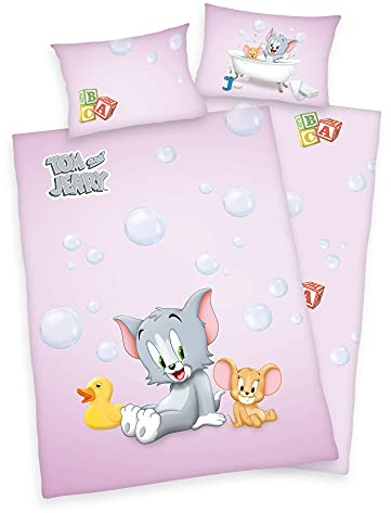Klaus Herding GmbH Baby Bettwäsche Tom and Jerry 135 x 200 cm rosa, Bunt