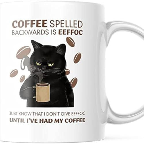 FHJ Kaffeetasse EEFFOC Is Coffee Spelled Backwards. 325 ml süße Tasse, Weiß