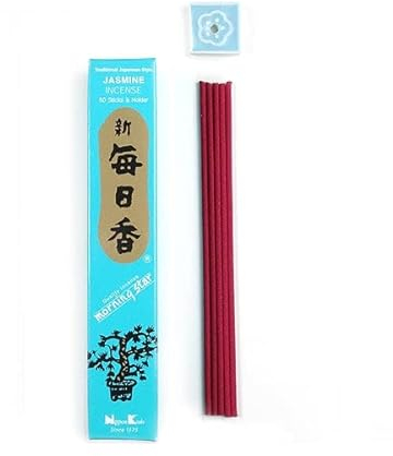 Japanische Räucherstäbchen 50 Stück Nippon Kodo Morning Star Incense Sticks Rauchstäbchen aus Japan aus Natürlichen Stoffen ohne Chemie für Entspannung und Meditation (Jasmin)