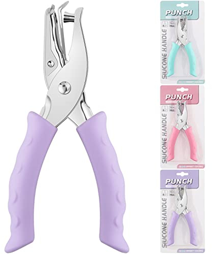 ASTARON Lochzange für Papier 6mm, Handgeführte Einzellochstanze Violett, Kreis Metall Papier Locher mit Soft-Handle für Tags, DIY Handwerk, Home Office Schulbedarf (3 Farben Optionen)