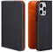 VISOUL iPhone 14 Pro Hülle, Handyhülle Carbon Leder RFID Schutz Schützt vor Stoß Standfunktion Kartenfach Magnet TPU Handytasche Orange T