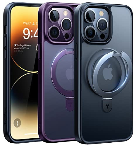 TORRAS Invisible Magnetic Stand for iPhone 14 Pro Max Case, [Compatible with MagSafe][12FT Military Drop Protection] Shockproof Slim Translucent for iPhone 14 ProMax 6.7'', Deep Purple