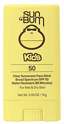 Sun Bum Kids LSF 50 Clear Sunscreen Face Stick | Wet or Dry Application | Hawaii 104 Reef Act Compliant (Octinoxate & Oxybenzone Free) Broad Spectrum UVA/UVB Sunscreen | 150 ml