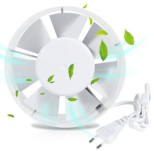 Izrielar Ventilateur Extracteur d'air 150mm, évacuation des fumées Ventilateur de gaine 320m³/h Extracteur d'air Ventilateur pour cuisine, WC, garage, serre, fiche EU