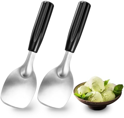 POWSHELF Lot de 2 pelles à glace plates en acier inoxydable pour dessert dur ou crémeux