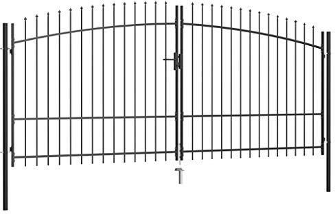 Homgoday Schwarz Stahl Gartentor 225 cm, stabil und korrosionsbeständig, für Garten und Terrasse Model145741