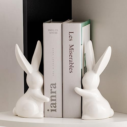 Serre-Livres Décoratifs en Céramique, Serre-Livres Amusants, Butées pour étagère en Forme de Lapin