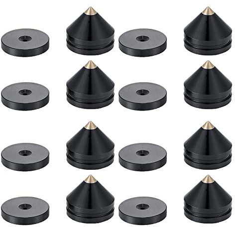 Rouufgeg 8 Set Speaker Stand Feet Foot Pad Aluminium Alloy Metal Spikes Cone Floor Foot Nail Black