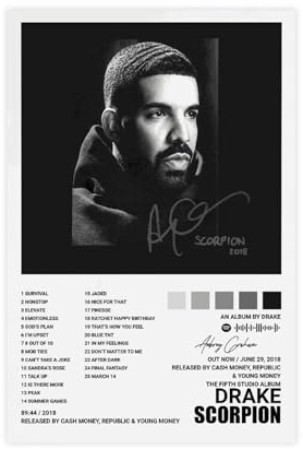 BSapp Drake Poster Skorpion Album Cover Poster Leinwand Poster Wandkunst Dekor Druck Bild Gemälde für Wohnzimmer Schlafzimmer Dekoration 30 x 45 cm