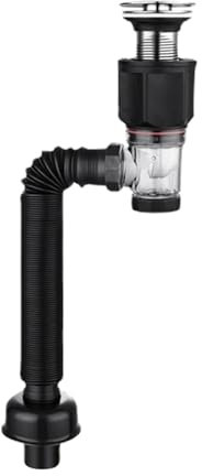 SUCHUANGUANG Escurridor de residuos para Lavabo emergente Escurridor Universal para Lavabo con Manguera de Drenaje Flexible y tapón para Fregadero con Filtro emergente Acero Inoxidable Duradero + ABS