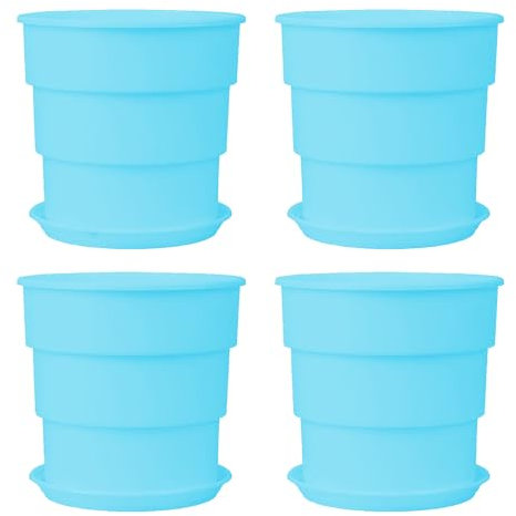 Liuyoyo Pots de Jardin Jardinière en Plastique 4 Pièces Pot de Fleurs en Plastique Respirant épaississant Plante Pot de Rose Balcon Intérieur Ménage pour Utilisation Intérieure et(Bleu)