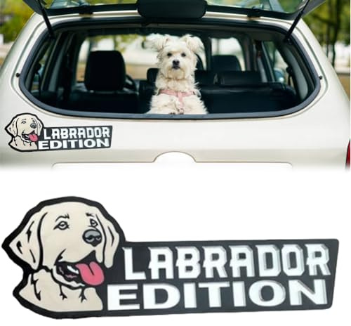 CQSVUJ Dog Car Badge Laser Cutting Car Emblem,3D Dogs Badge Rated Car Emblem,Dog Edition Car Badges,Badge Sticker for Car, Motorcycle, Boat Exterior Decoration (Labrador)