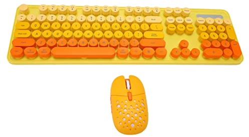 2.4G Wireless Retro Punk Keyboard and Mouse Combo | 104-Key Keyboard with 3-Level DPI Adjustable Mouse, Low-Noise Design for Desktop, Laptop, Office and Casual Gaming