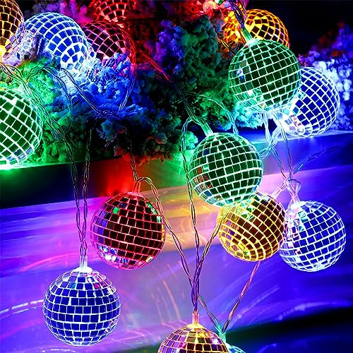 Sunshine smile 20 LED Discokugel Lichterkette,300cm Disco Ball String Lights,Disco Party Light,Mini Disco Balls Ornaments Tree Decoration Light,Orientalisch Marokkanische Lichterkette
