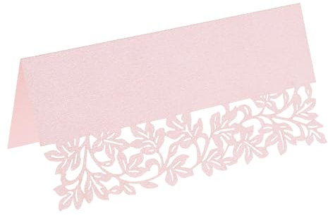 Create idea 60 Stück Tischkarten Namenskarten 9 X 9 cm Faltbar für Abendessen Sitzkarten für Hochzeiten Blätter Ausgehöhlte Tischdekorationskarten(Rosa)