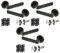 HANDLEZONE® 3 Sets Luxa Internal Door Handle Pack, Complete with Lever Handles, 76mm Latch, 75mm Ball Bearing Hinges - Black Matt
