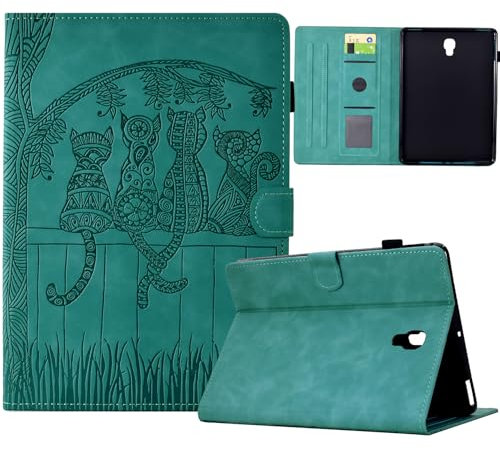 Vaitasy Custodia per Samsung Galaxy Tab A 10.5 2018 SM-T590/T595 Modello di gatto carino Pelle PU con Supporto Funzione Folio Custodia per Galaxy Tab A 10.5 2018 Verde