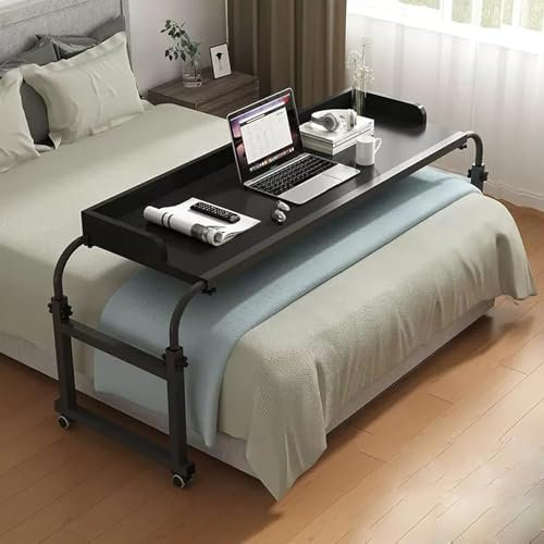 OverBed-Tisch mit Rollen, Laptop-Tisch, Arbeitstisch, Betttisch, höhenverstellbar, tragbar, für die Arbeit im Büro, Zuhause, Klassenzimmer, Arbeitsstation