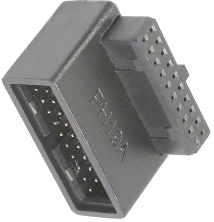 FENGHAISHUN 90 Degree USB3.0 Motherboard Adapter 19Pin/20Pin Up Angle PH19A | USB 3.0 Male to Female L Turn Right Angle Socket Extension Coupler for Desktop Motherboard