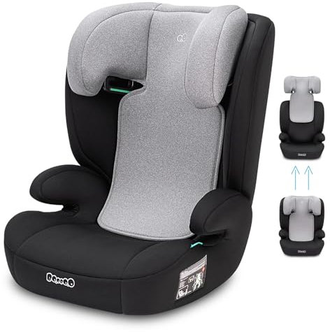 NANIA Bari Seggiolino auto Isofix I-size 100-150 cm-Gr2/3- circa 4-12 anni - Seggiolino Isofix con protezione laterale - Poggiatesta regolabile - Portabicchieri