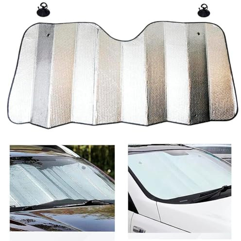 Prelisee Sonnenschutz Auto Frontscheibe Frontscheibenabdeckung Auto Abdeckung Windschutzscheibe, Hitzeschutz faltbar (130cm x 60cm)
