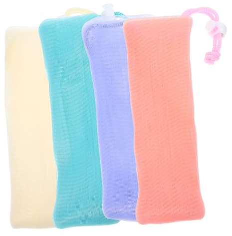 FRCOLOR 4pièces Filet pour Savon Sac de Rangement pour Savon de Toilette Sachet de Conservation pour Moussant Pratique pour Salle de Bain