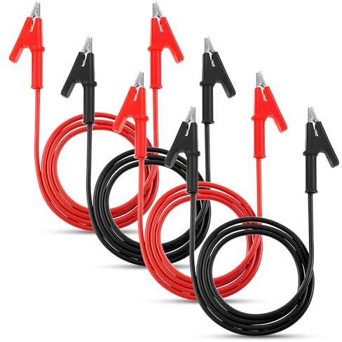 4 Stück 14 Gauge Krokodilklemmen Mit Kabel Silikon Messleitungen, Krokodilklemme Mit Drähten Für Multimeter,15a Dual Endete Krokodil Draht Kabel Mit Isolatoren Clips Für Elektrische Prüfungen (1 M)